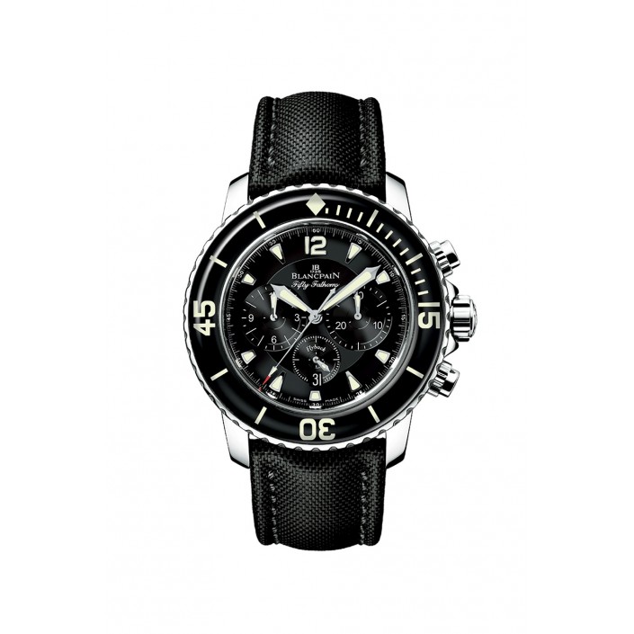 STEEL WATCH BLACK DIAL RATTRAPANTE FLYBACK CHRONOGRAPH FIFTY